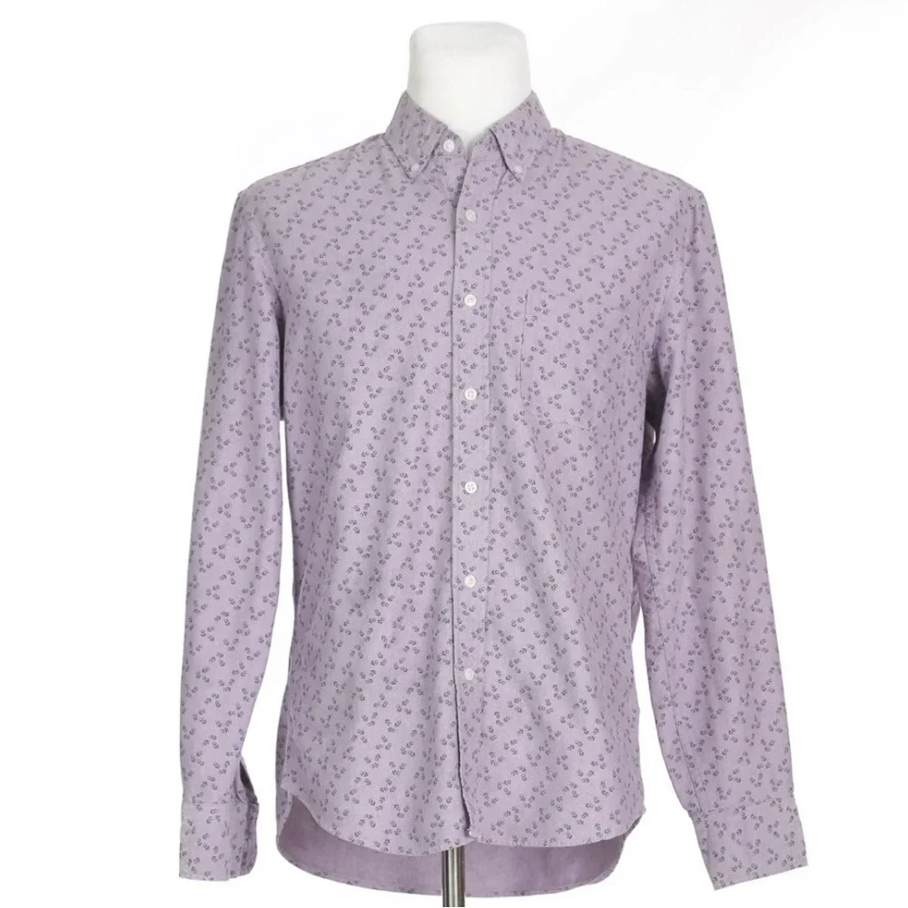 J Crew Flex Purple Button Front Long Sleeve Shirt‎ Mens XL, 17.5, Style H4730